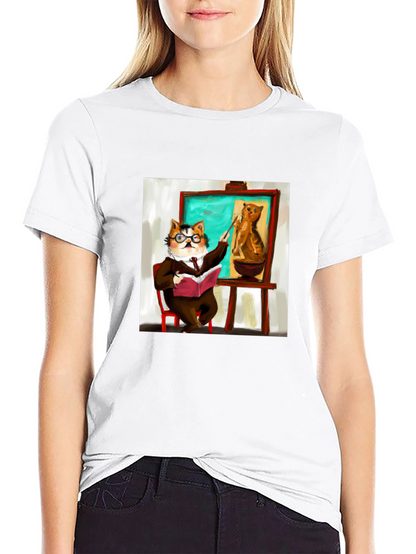 Professor Cat Black T-Shirt - Funny Unique Design