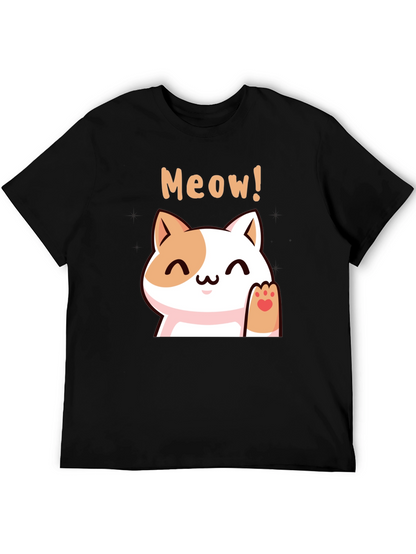 Cute Meow Cat Black T-Shirt