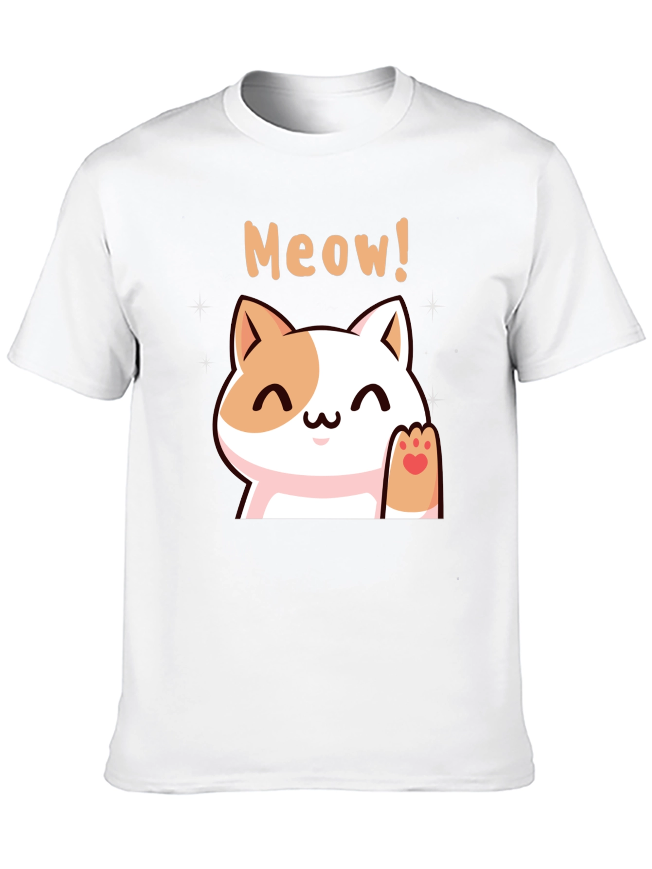 Cute Meow Cat Black T-Shirt