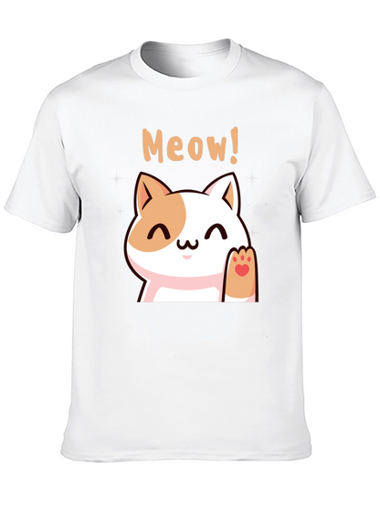 Cute Meow Cat Black T-Shirt