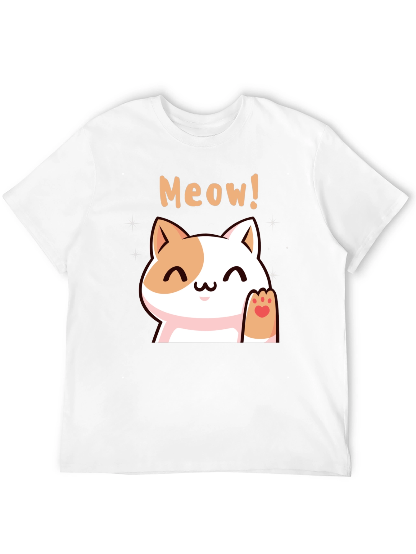 Cute Meow Cat Black T-Shirt
