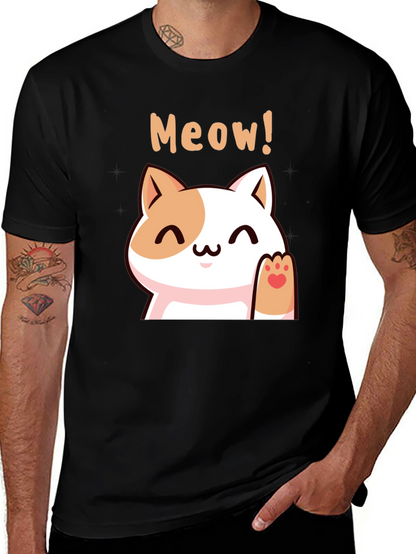 Cute Meow Cat Black T-Shirt