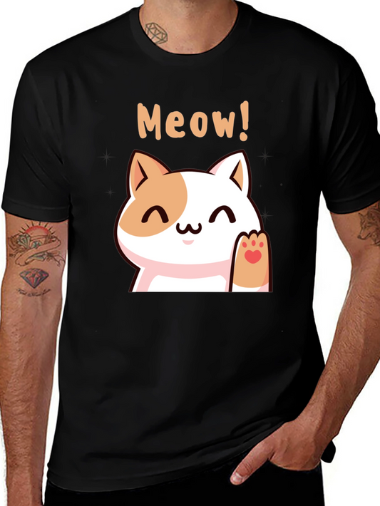 Cute Meow Cat Black T-Shirt