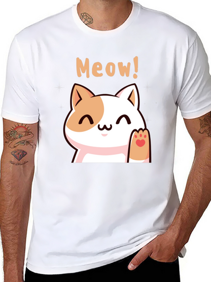 Cute Meow Cat Black T-Shirt