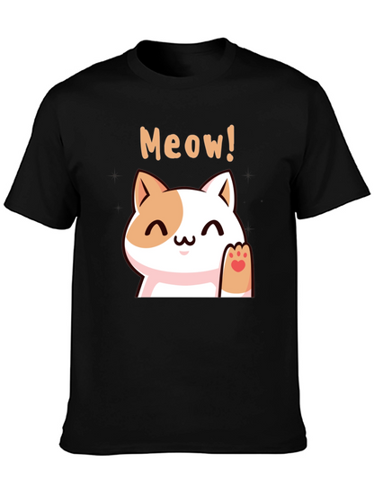 Cute Meow Cat Black T-Shirt