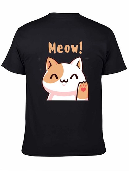 Cute Meow Cat Black T-Shirt