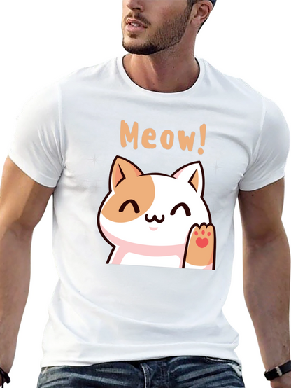 Cute Meow Cat Black T-Shirt