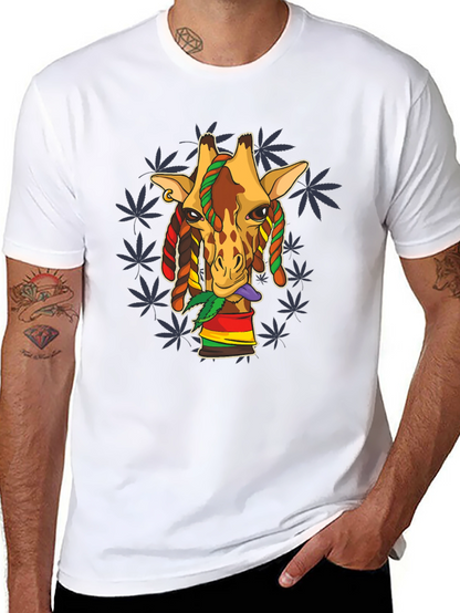 Rasta Giraffe Graphic Tee - Black Cotton Blend