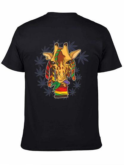 Rasta Giraffe Graphic Tee - Black Cotton Blend
