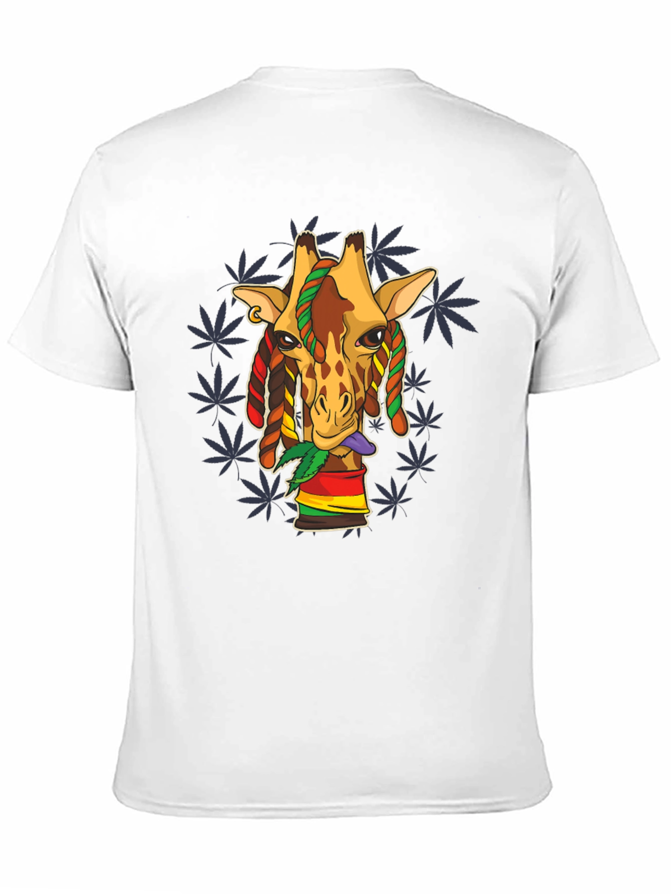 Rasta Giraffe Graphic Tee - Black Cotton Blend
