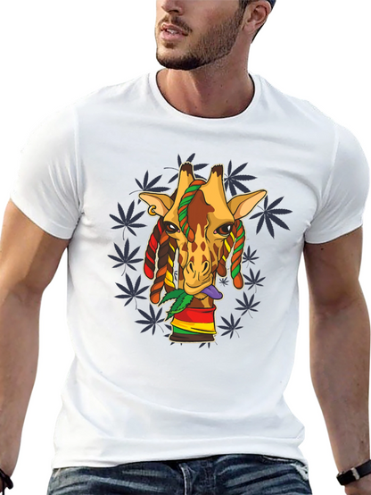 Rasta Giraffe Graphic Tee - Black Cotton Blend