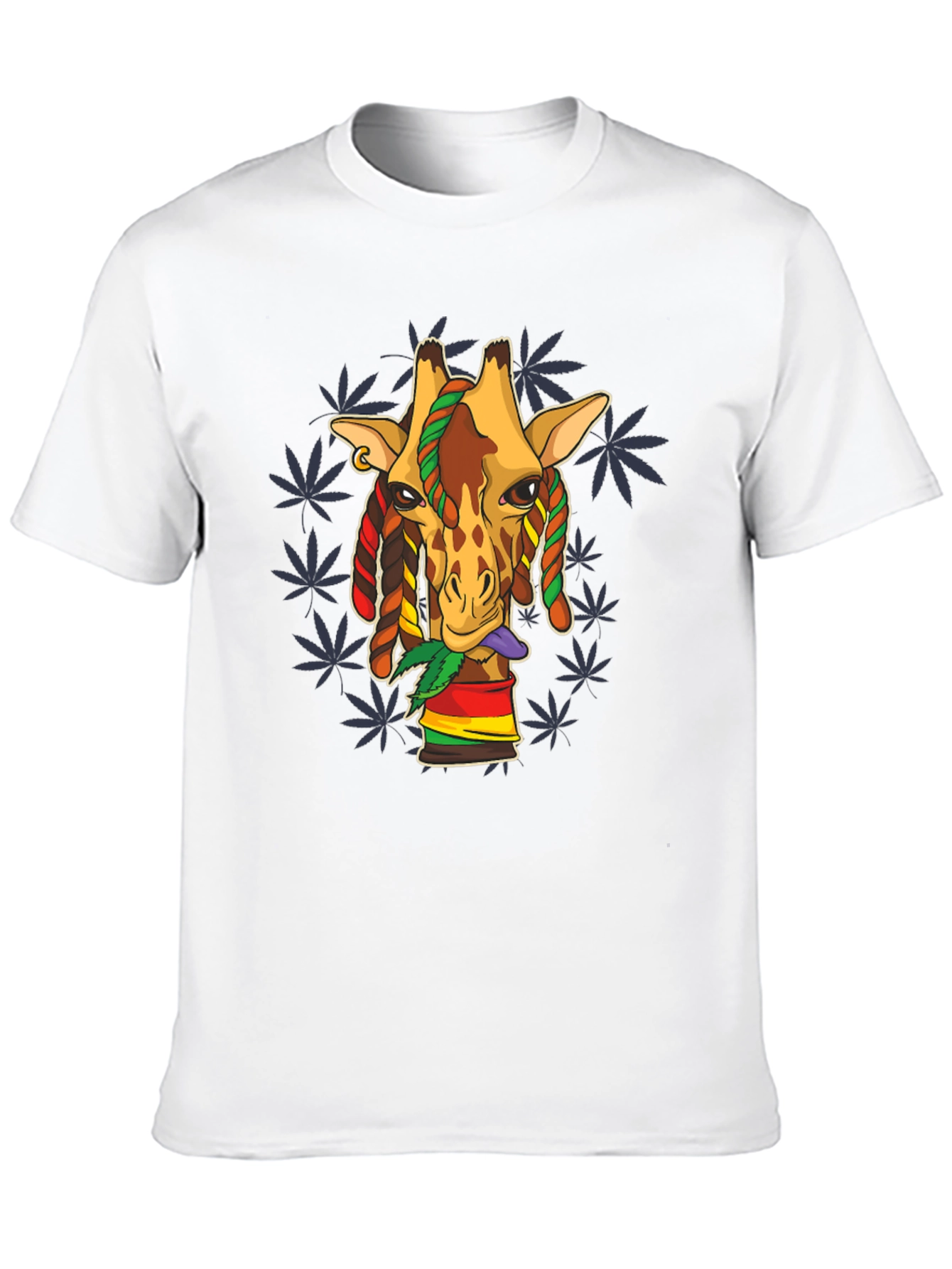 Rasta Giraffe Graphic Tee - Black Cotton Blend
