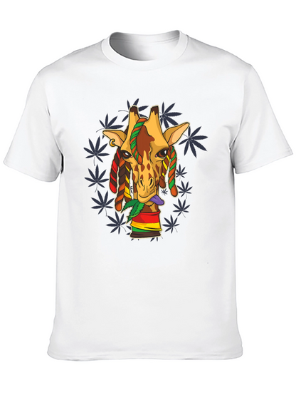 Rasta Giraffe Graphic Tee - Black Cotton Blend