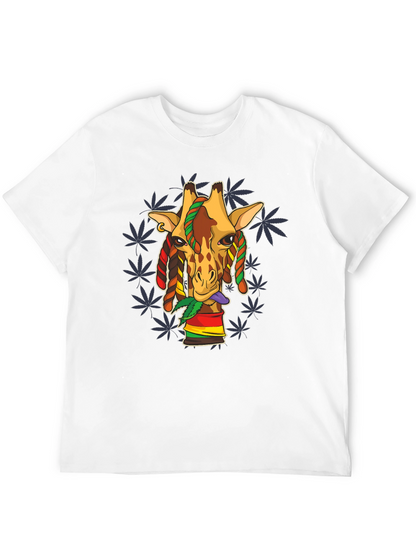 Rasta Giraffe Graphic Tee - Black Cotton Blend