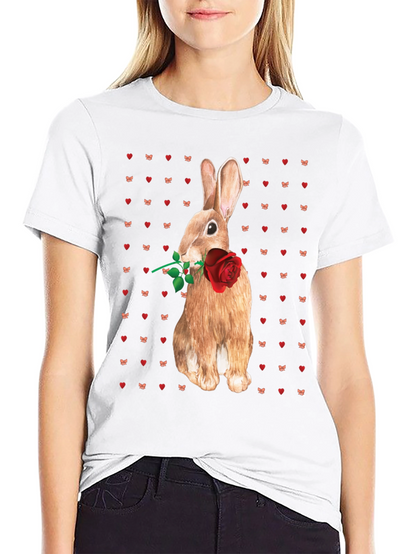 Rabbit With Rose T-Shirt