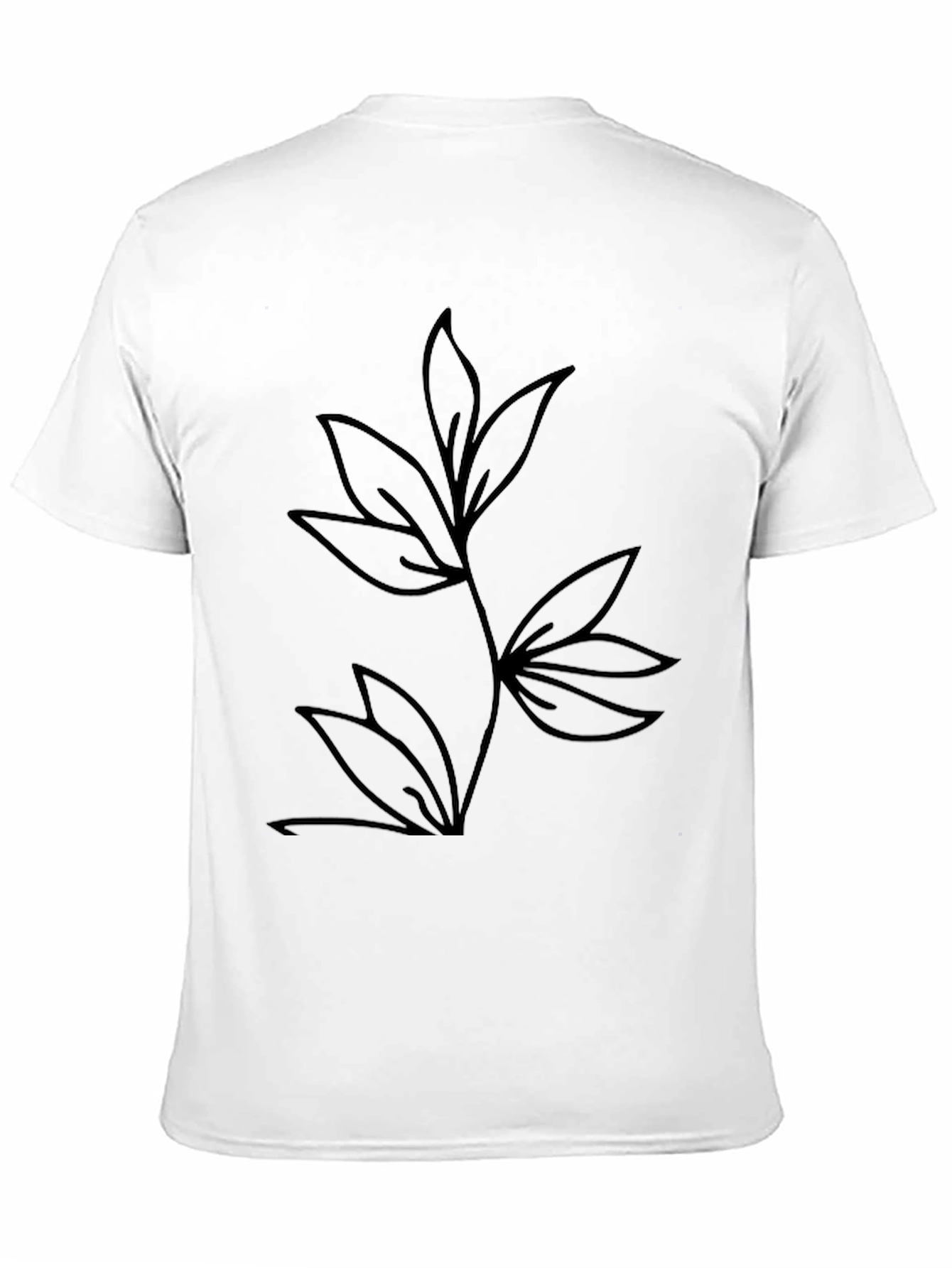 Minimalist Leaf Design Black T-Shirt