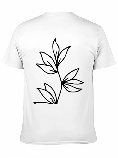 Minimalist Leaf Design Black T-Shirt