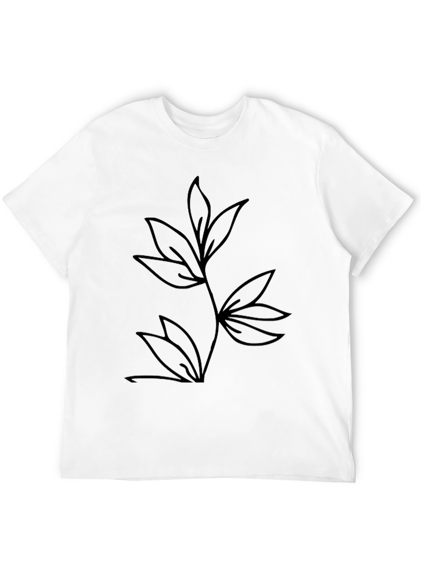 Minimalist Leaf Design Black T-Shirt