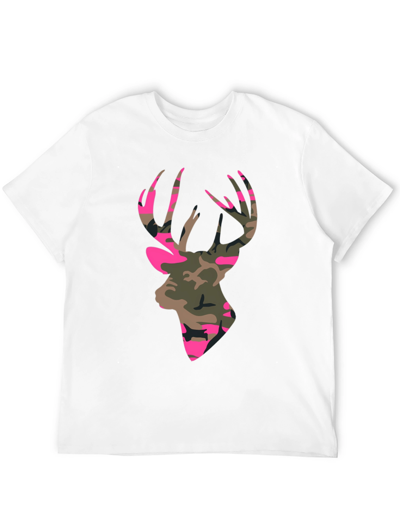 Camo Deer Head Graphic Tee - Mens Black T-Shirt