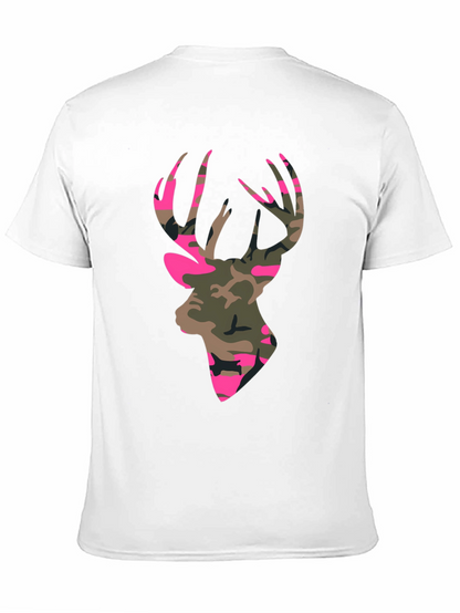 Camo Deer Head Graphic Tee - Mens Black T-Shirt