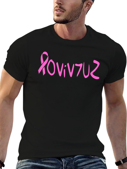 Pink Ribbon Graphic Tee - Black Cotton Blend