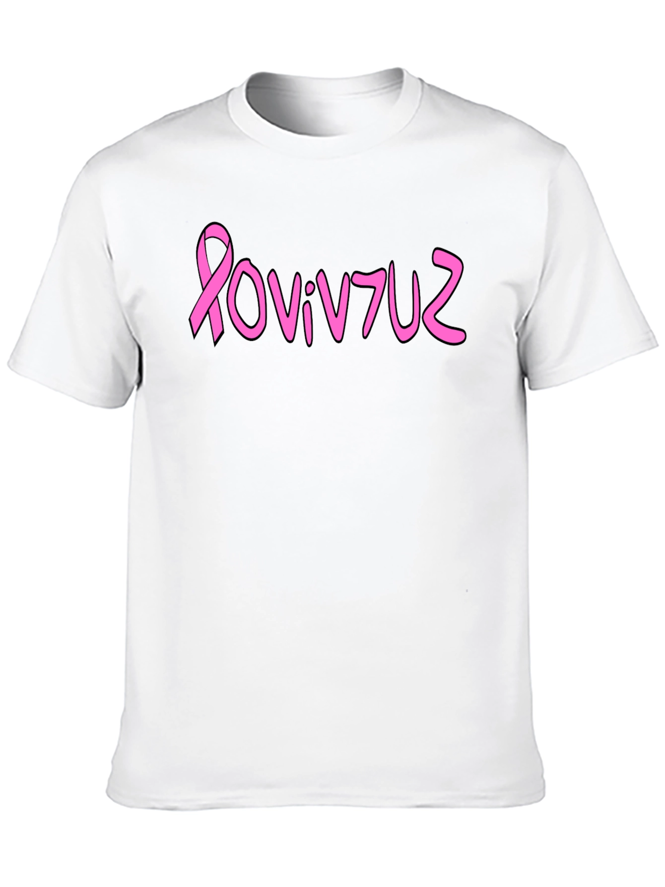 Pink Ribbon Graphic Tee - Black Cotton Blend