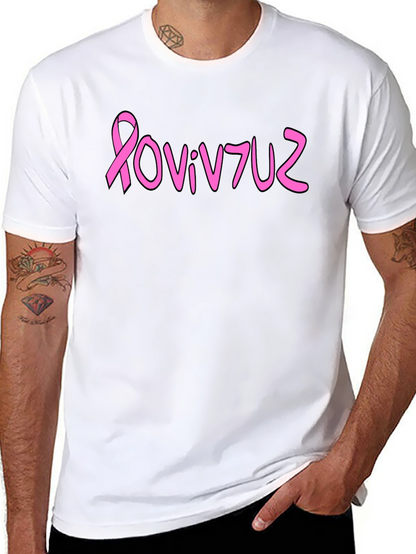 Pink Ribbon Graphic Tee - Black Cotton Blend