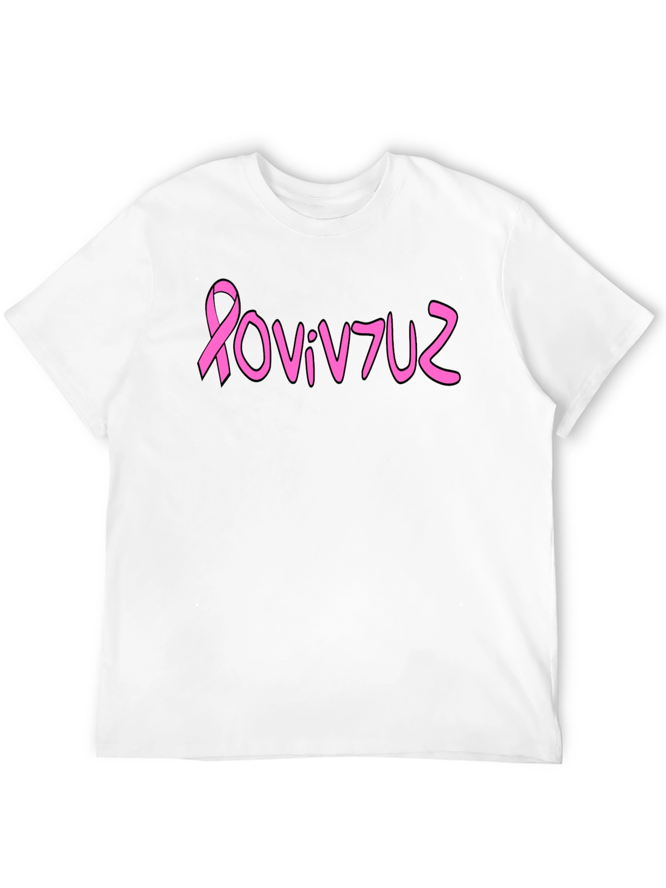Pink Ribbon Graphic Tee - Black Cotton Blend