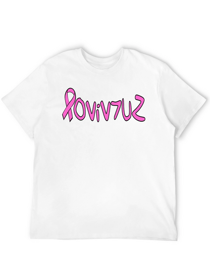 Pink Ribbon Graphic Tee - Black Cotton Blend
