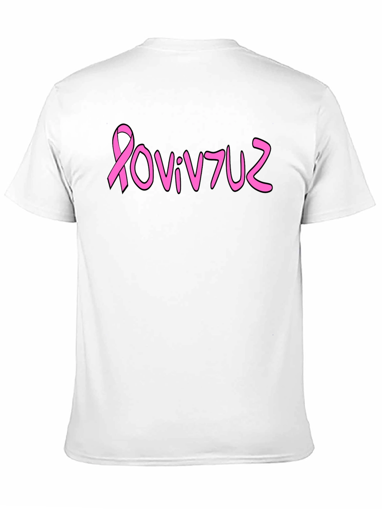Pink Ribbon Graphic Tee - Black Cotton Blend