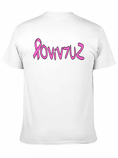 Pink Ribbon Graphic Tee - Black Cotton Blend
