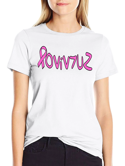 Pink Ribbon Graphic Tee - Black Cotton Blend