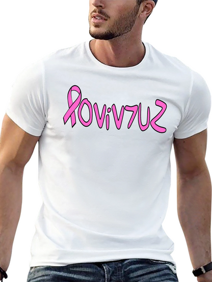 Pink Ribbon Graphic Tee - Black Cotton Blend