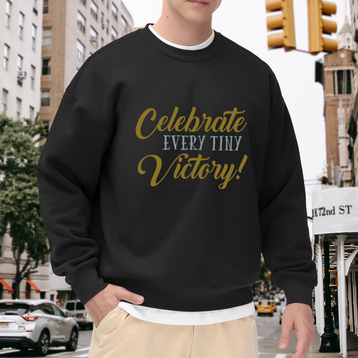 Celebrate Every Tiny Victory Sweatshirt - Inspirational Positive Quote Crewneck, Mental Health Encouragement Pullover, Small Wins Gift Sweatshirt