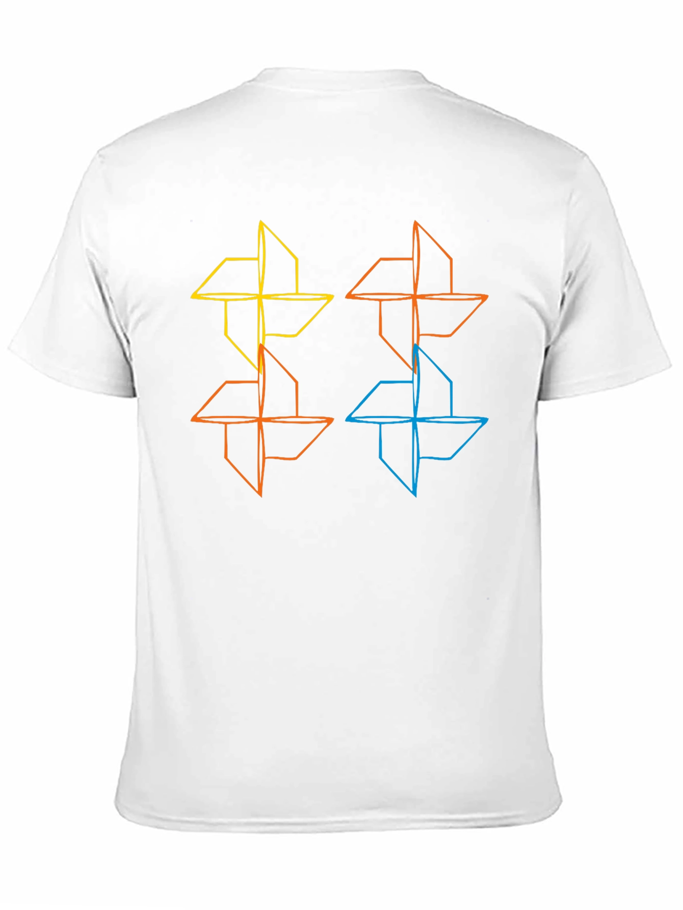 Geometric Pinwheel Design Black T-Shirt