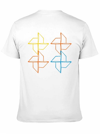 Geometric Pinwheel Design Black T-Shirt
