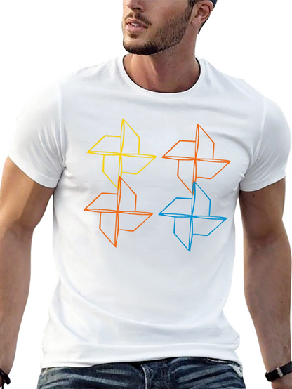 Geometric Pinwheel Design Black T-Shirt
