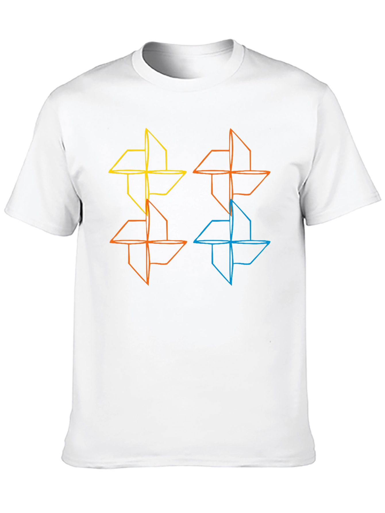 Geometric Pinwheel Design Black T-Shirt