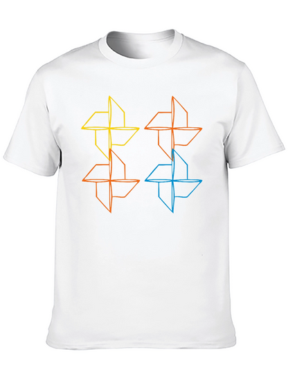 Geometric Pinwheel Design Black T-Shirt