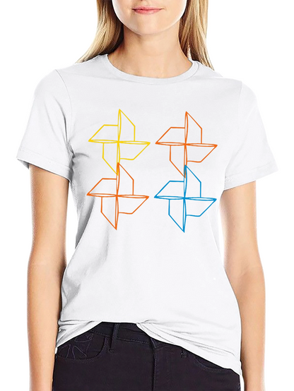 Geometric Pinwheel Design Black T-Shirt