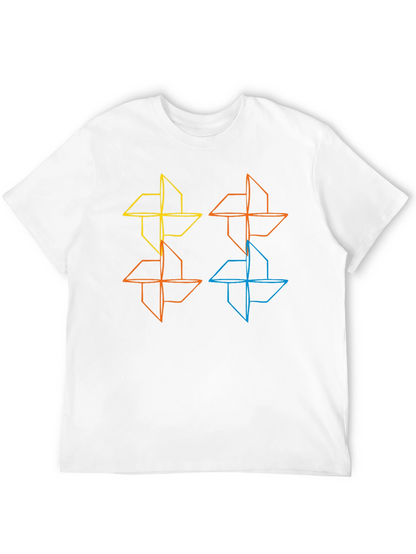 Geometric Pinwheel Design Black T-Shirt