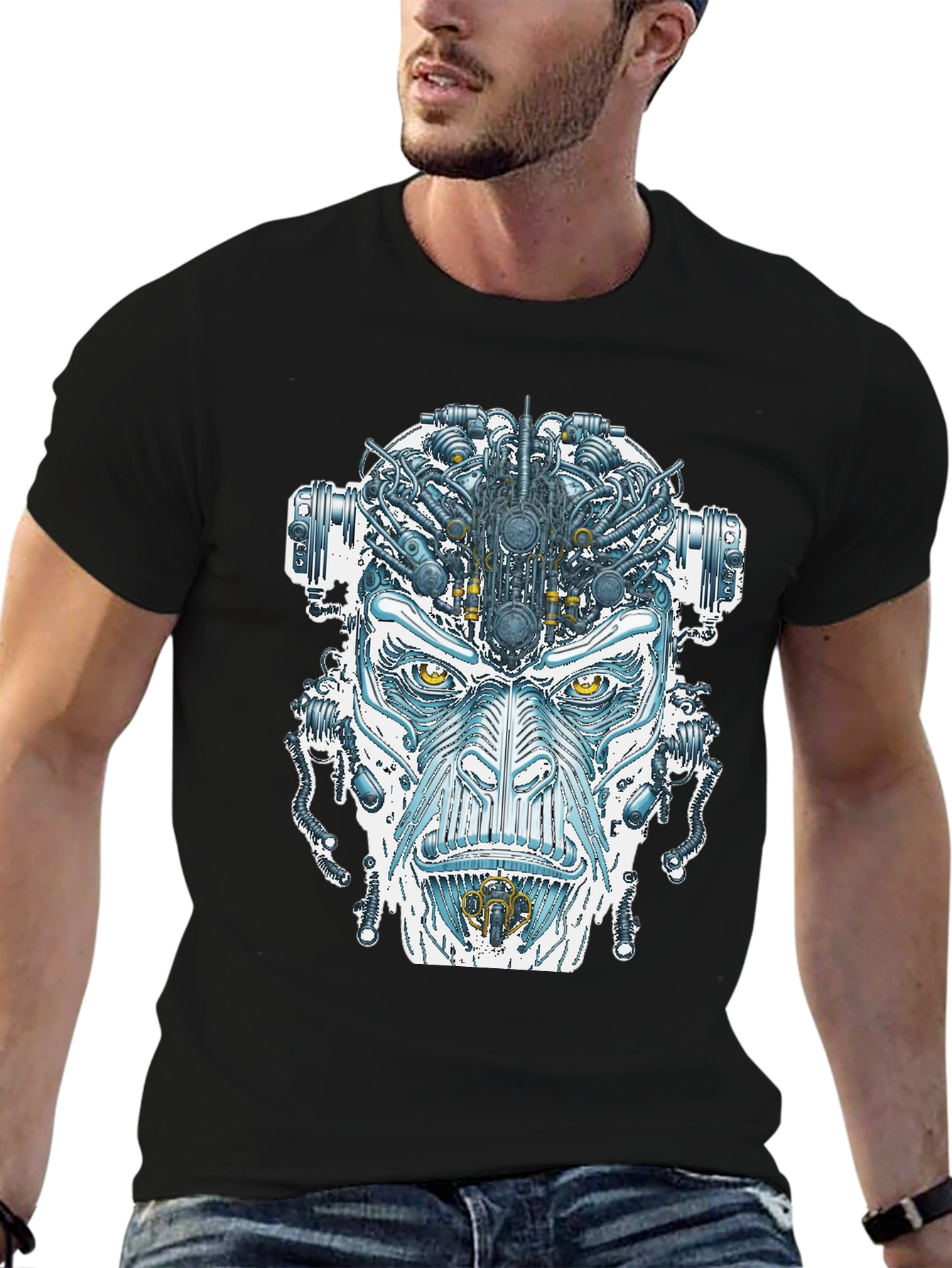 Cyborg Face Graphic T-Shirt