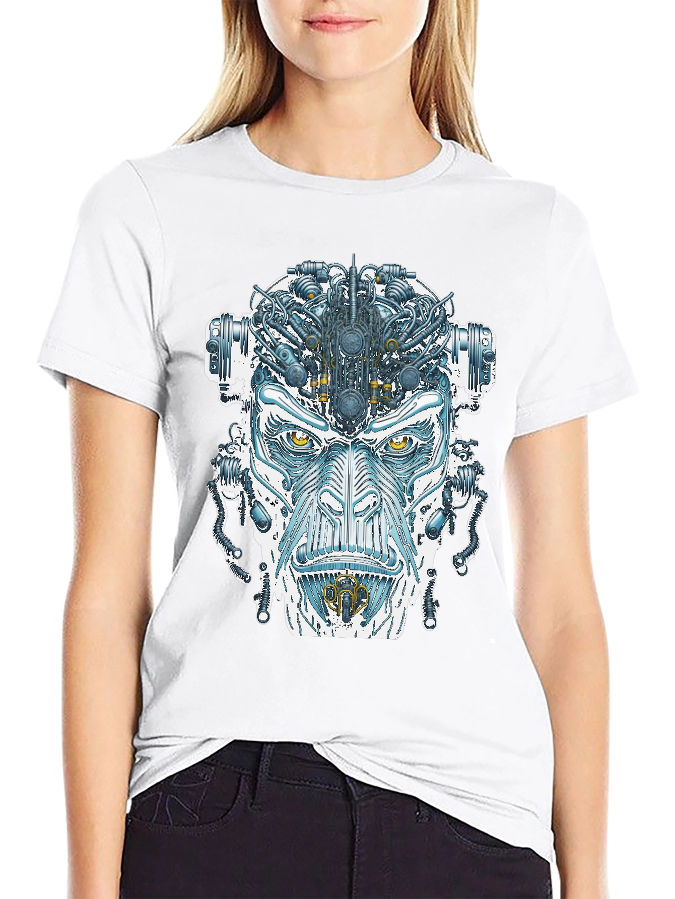 Cyborg Face Graphic T-Shirt