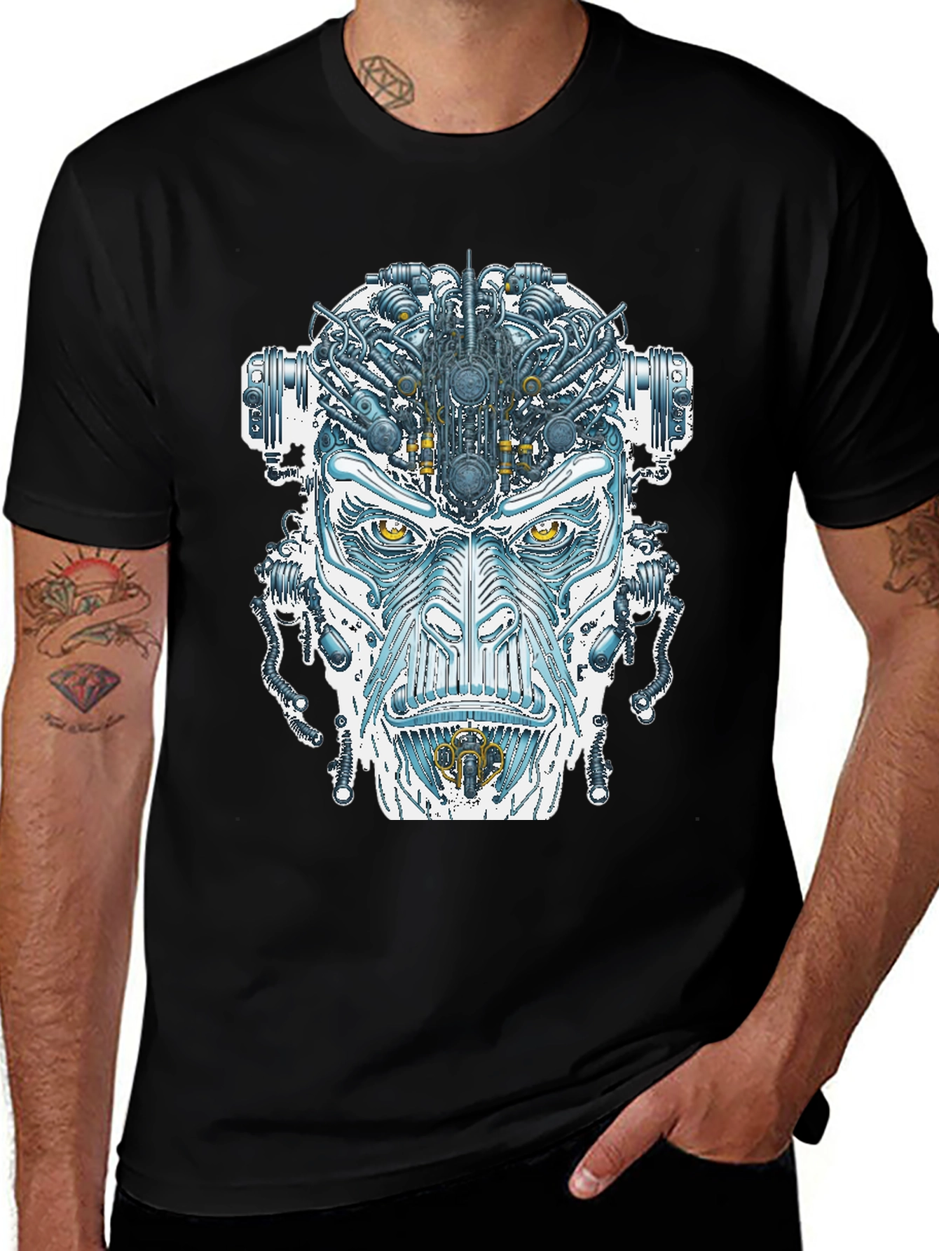 Cyborg Face Graphic T-Shirt