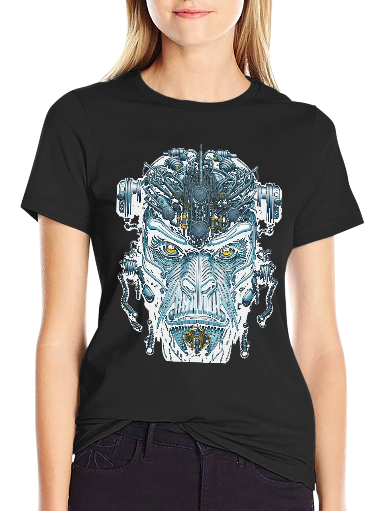 Cyborg Face Graphic T-Shirt