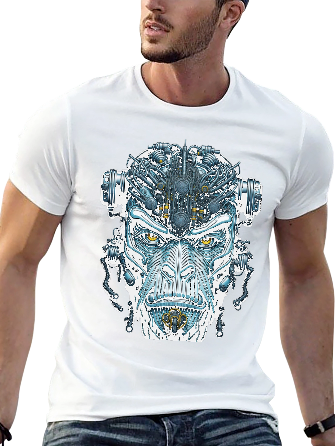 Cyborg Face Graphic T-Shirt