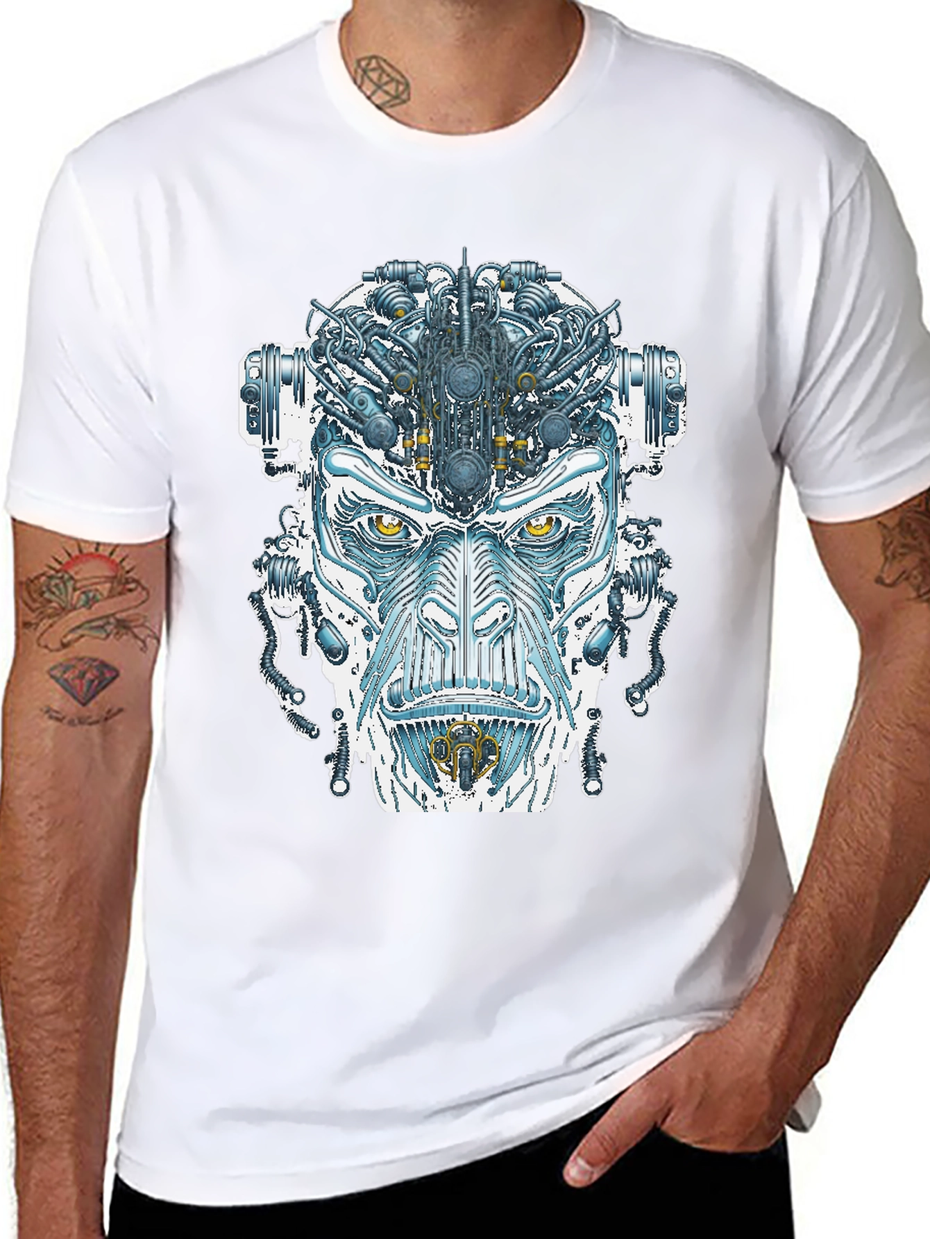 Cyborg Face Graphic T-Shirt