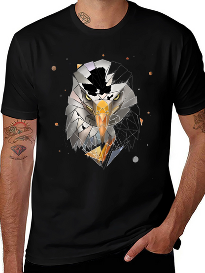 Geometric Eagle Graphic Black T-Shirt