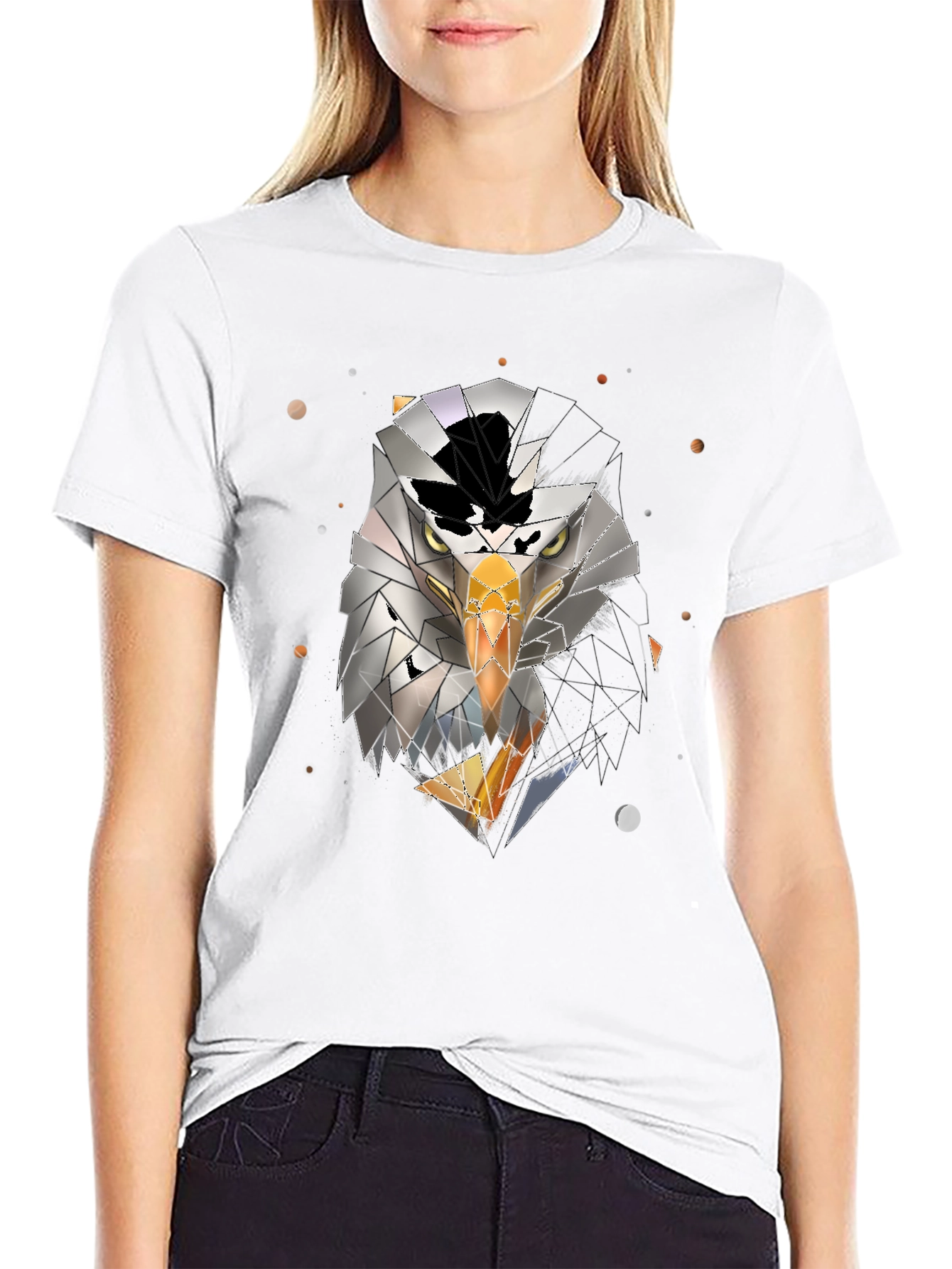 Geometric Eagle Graphic Black T-Shirt