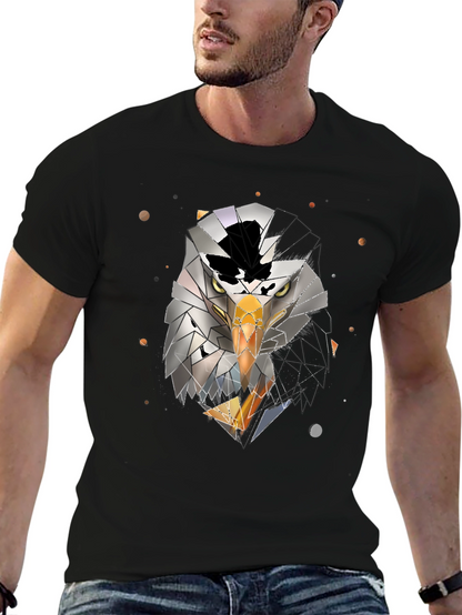 Geometric Eagle Graphic Black T-Shirt